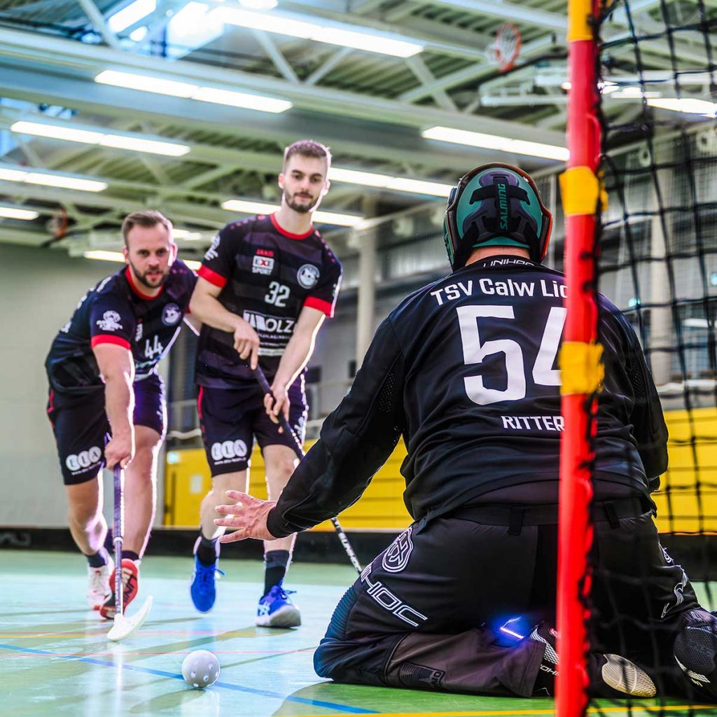 Frank, Veit und Christian holen für das Löwenrudel der TSV-Floorballer Punkte nach Hause.